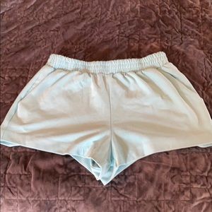 Suede baby blue shorts